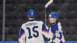 Slovenskí hokejisti Dalibor Dvorský a Libor Nemec.