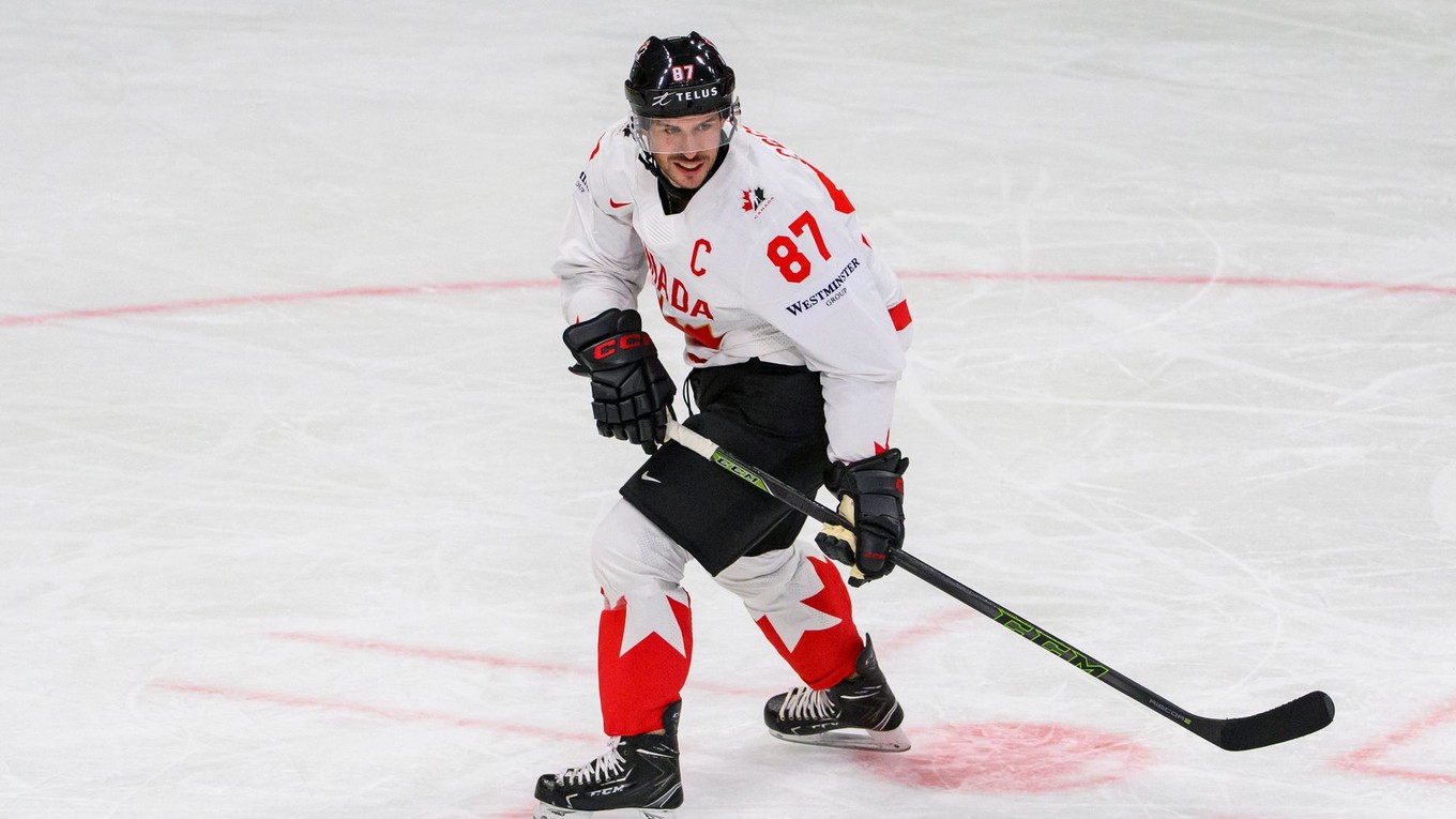 Sidney Crosby počas MS v hokeji 2025. 