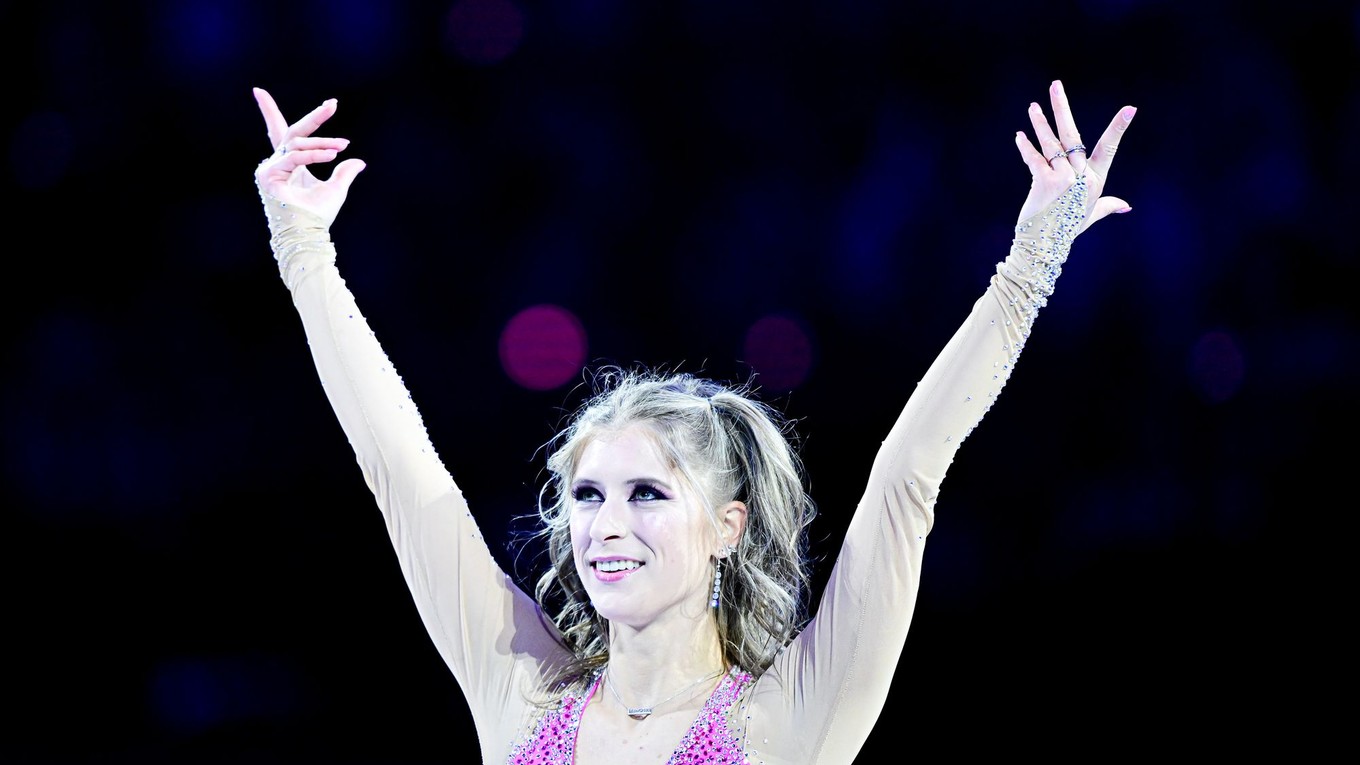 Eliška Březinová počas exhibície na MS 2026 v Prahe.