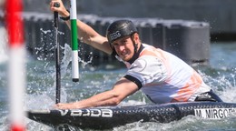 Slovenský vodný slalomár Marko Mirgorodský počas kvalifikácie pretekov v kategórii C1 mužov.