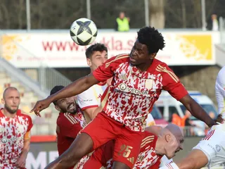 Ivan Anokye Mensah v zápase MFK Dukla Banská Bystrica - MFK Ružomberok v odvete semifinále Slovnaft Cupu.