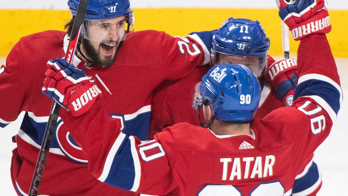Tomáš Tatar so spoluhráčmi z Montreal Canadiens.