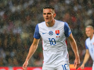 Róbert Polievka v zápase Portugalsko - Slovensko v kvalifikácii EURO 2024.