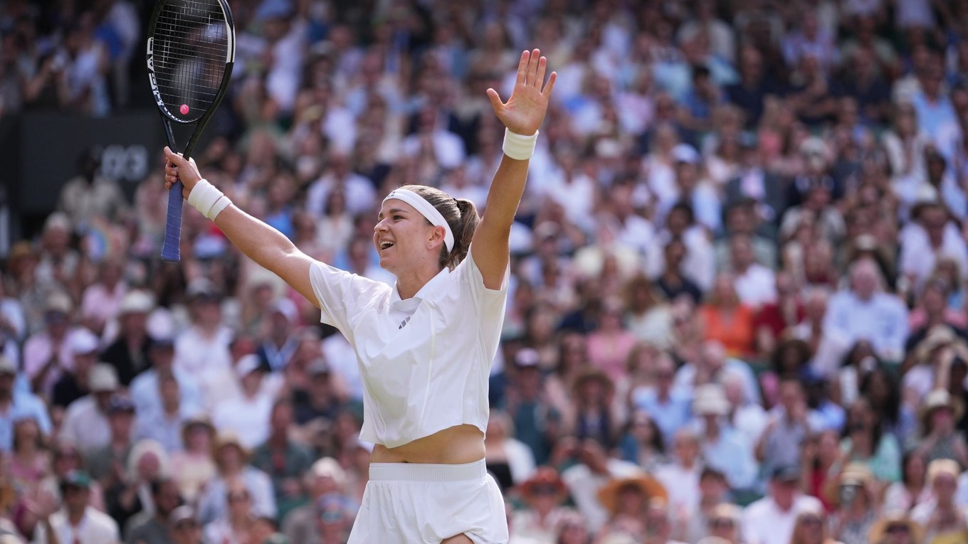 Karolína Muchová po postupe do finále Wimbledonu 2026.