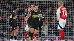 Ivan Perišič oslavuje gól v zápase Arsenal - PSV Eindhoven