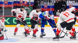 Momentka zo zápasu Slovensko - Kanada v skupine A na MS v hokeji 2025.