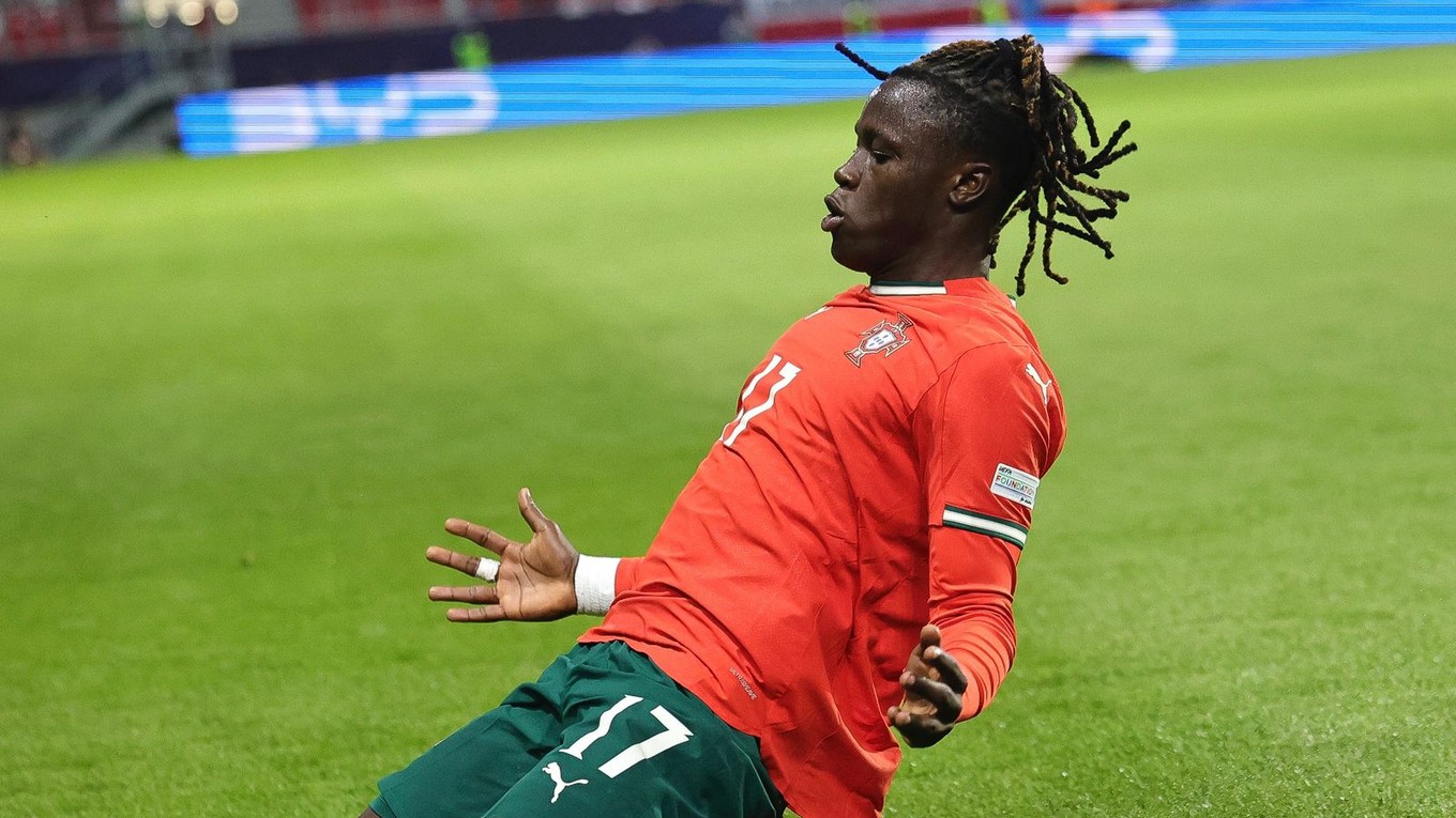 Geovany Quenda oslavuje gól na EURO U21 2025
