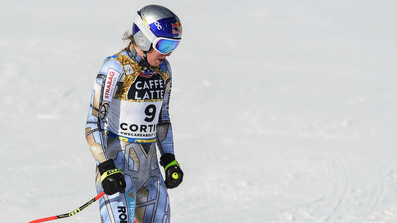Ester Ledecká po zjazde na MS v zjazdovom lyžovaní 2021.