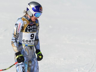 Ester Ledecká po zjazde na MS v zjazdovom lyžovaní 2021.
