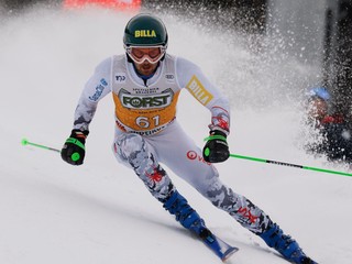 Slovenský lyžiar Andreas Žampa počas obrovského slalomu Svetového pohára v Alta Badii