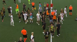 Hromadná potýčka po zápase BK Häcken - Spartak Trnava. 