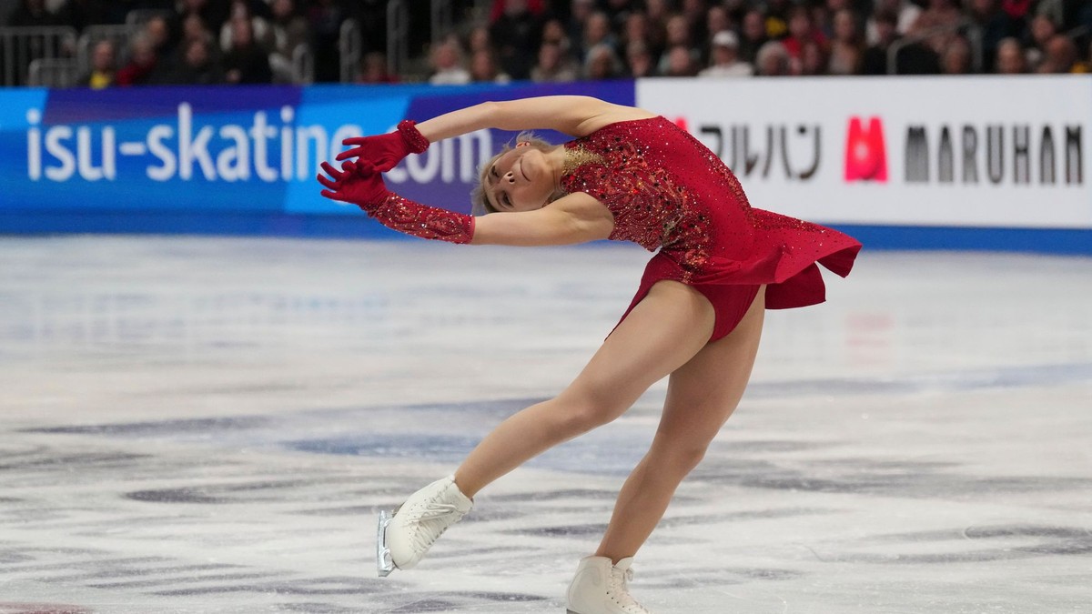 Kaori Sakamotová na MS v krasokorčuľovaní 2025.