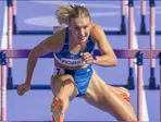 Slovenská šprintérka Viktória Forster počas rozbehov na 100 m cez prekážky na OH 2024.