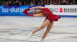 Kaori Sakamotová na MS v krasokorčuľovaní 2025.