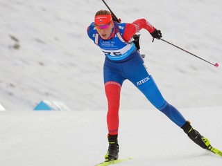 Slovenská biatlonistka Anastasia Kuzminová počas šprintu žien na 7,5 km na majstrovstvách Európy v biatlone v Osrblí. 