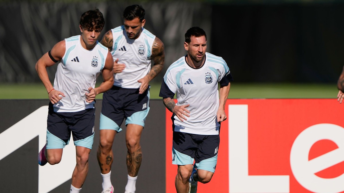 Futbalisti Argentíny počas tréningu