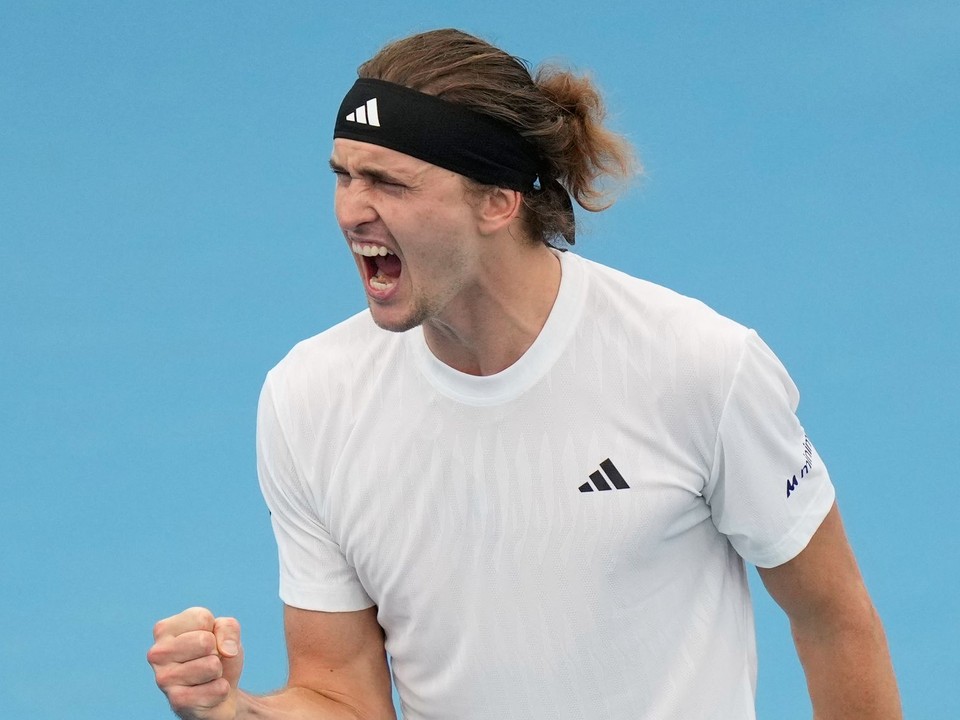 Alexander Zverev sa teší zo svojho víťazstva za Nemecko nad United Cupe.
