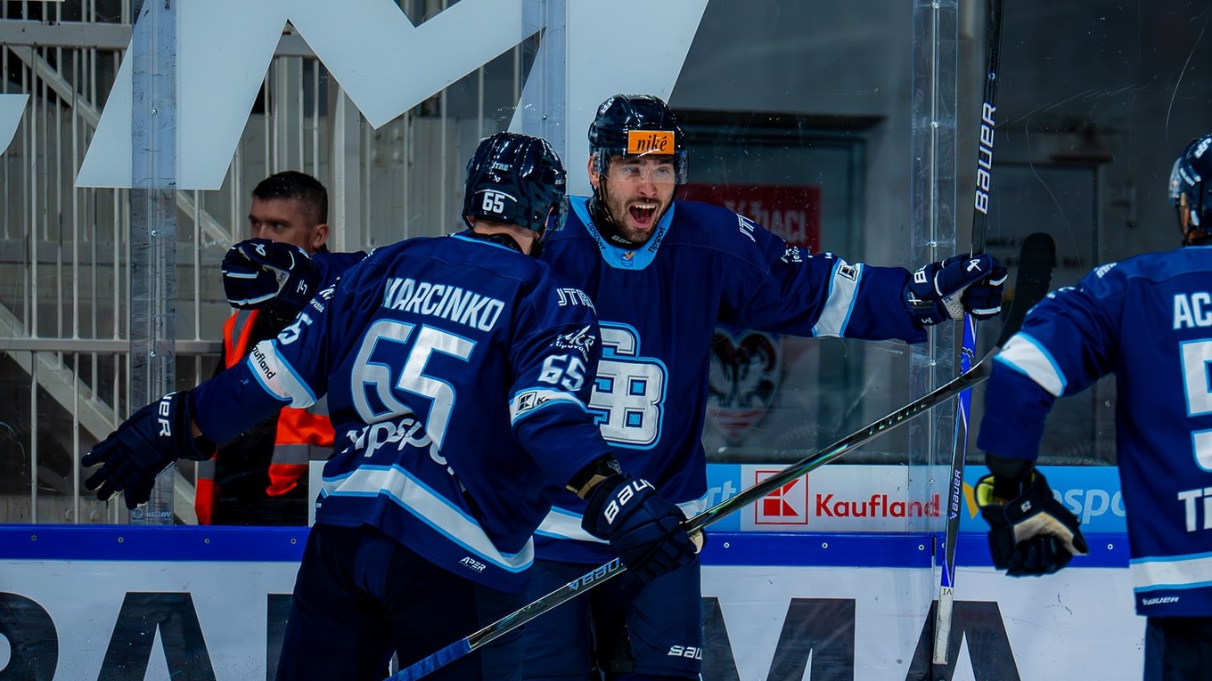 Radosť hokejistov HC SLOVAN Bratislava.