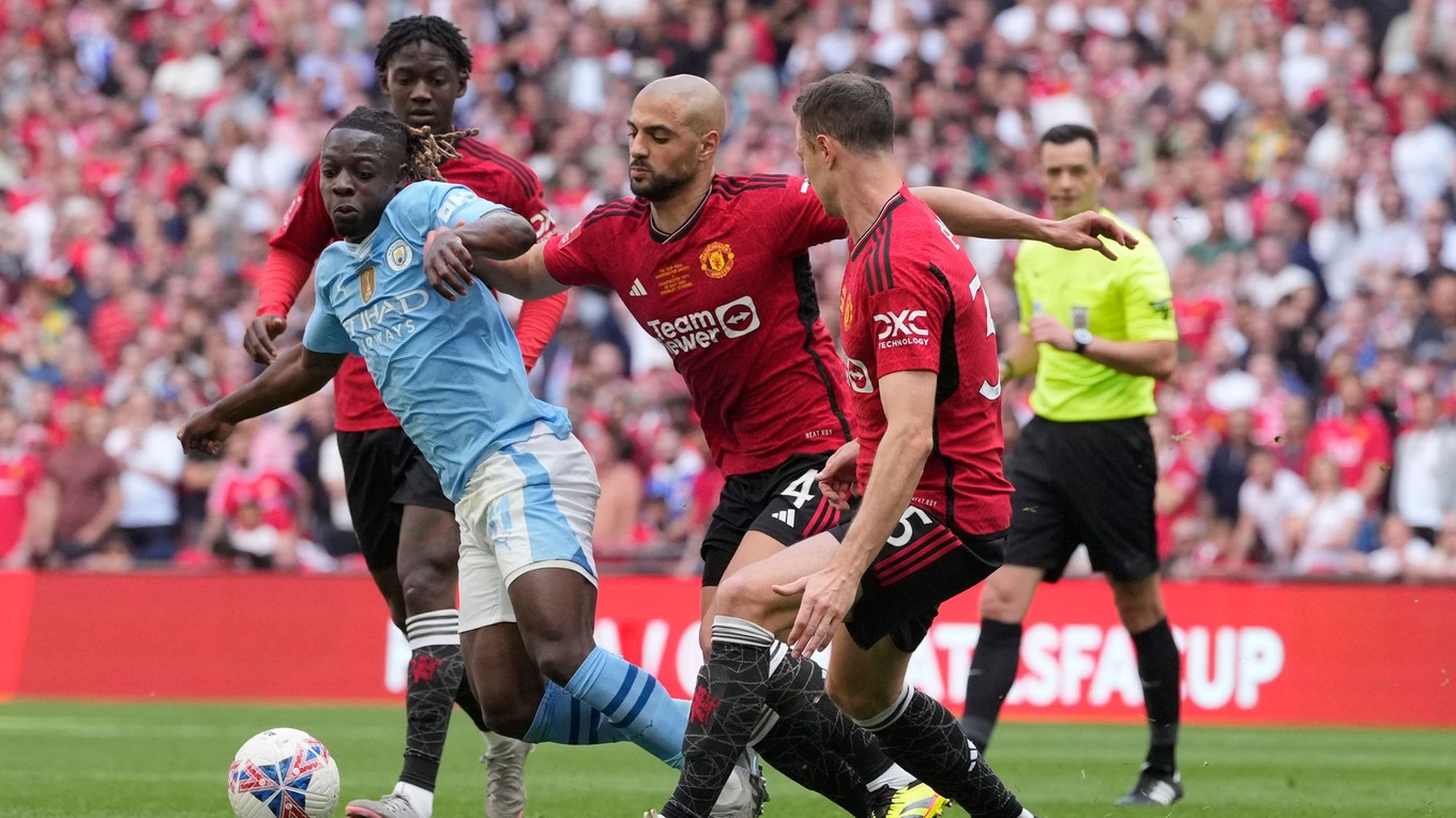 Fotka zo zápasu Manchester United - Manchester City.