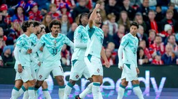 Hráč Portugalska Goncalo Ramos sa teší z gólu počas zápasu A-divízie Ligy národov Nórsko - Portugalsko.