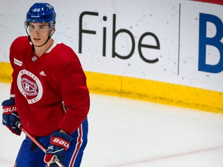 Juraj Slafkovský na tréningu Montrealu Canadiens.