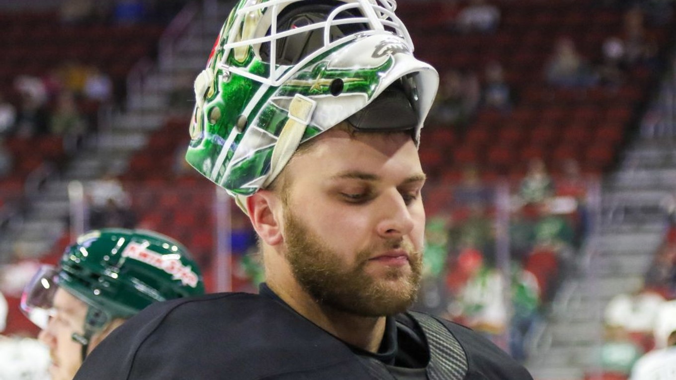 Brankár Samuel Hlavaj v drese Iowa Wild.