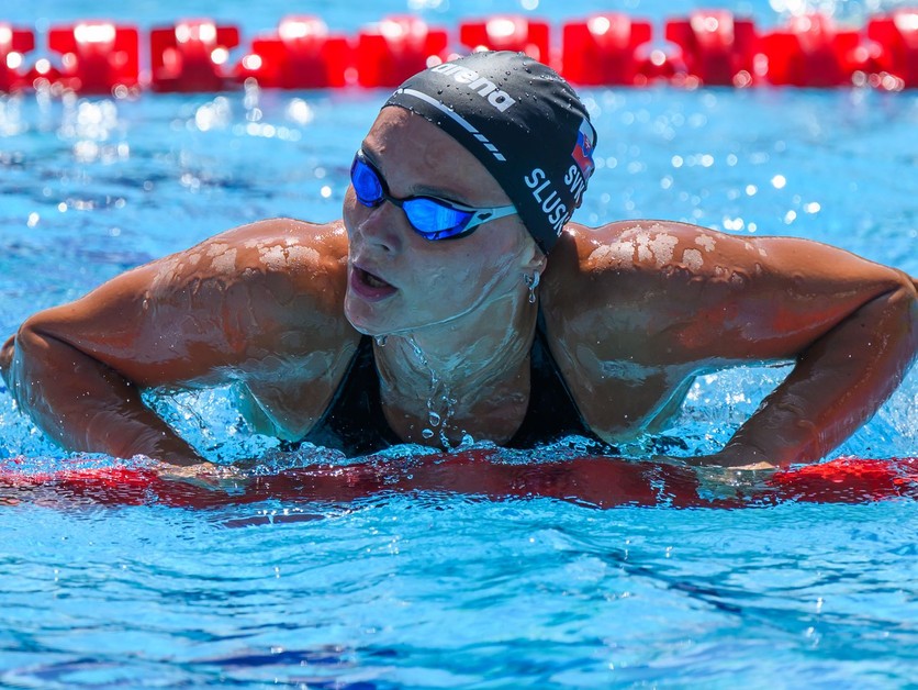 Slovenská plavkyňa Lillian Slušná v rozplavbe 50m voľný štýl na ME v plávaní do 23 rokov.