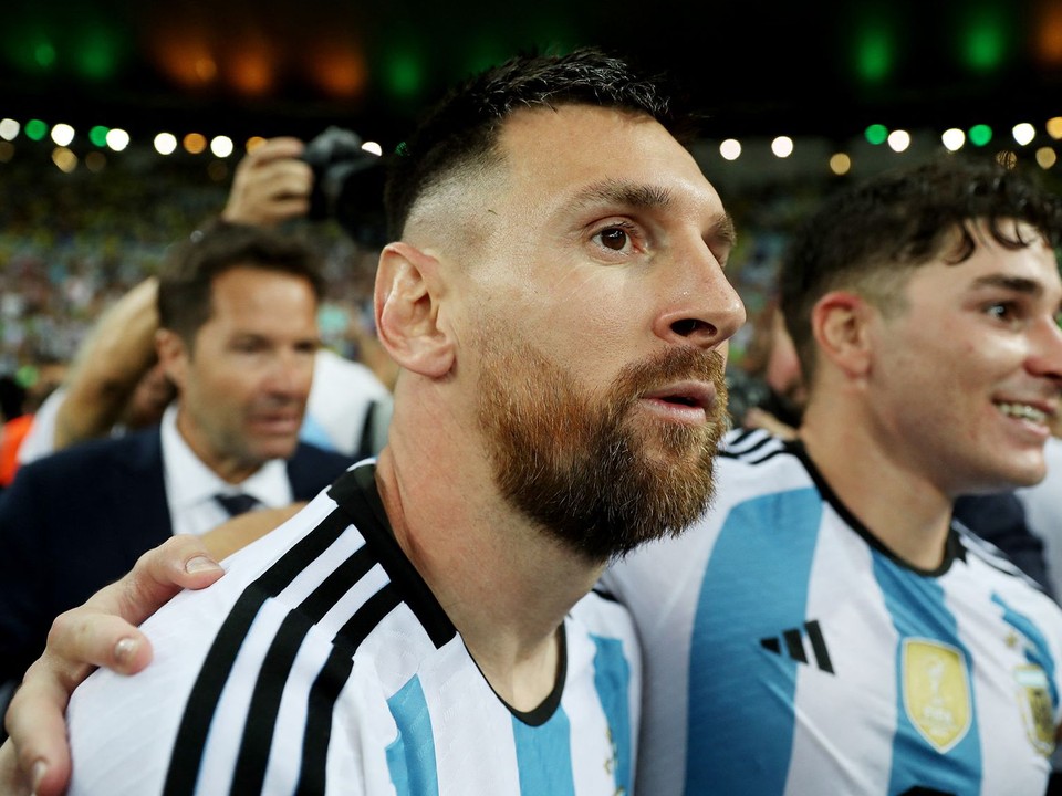 Lionel Messi v drese argentínskej reprezentácie. 