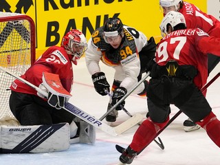 Zápas Nemecko -Švajčiarsko na MS v hokeji 2022.