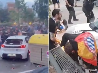 Auto vrazilo do davu ľudí pred zápasom Espanyol - FC Barcelona. 