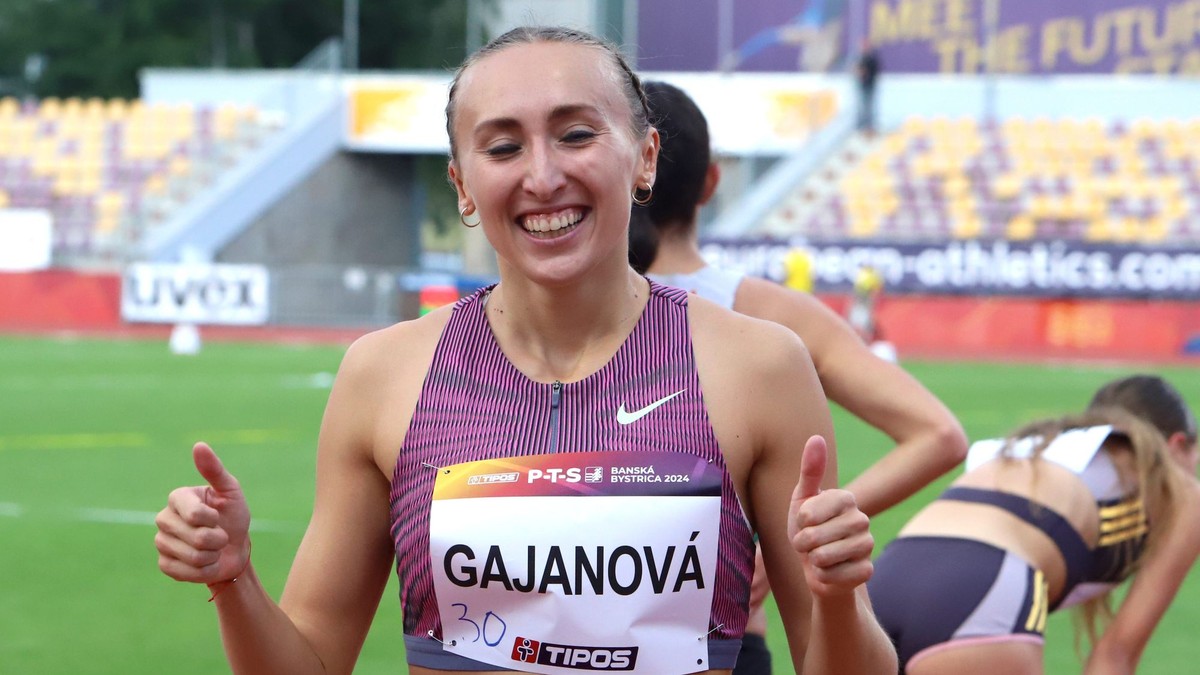 Gabriela Gajanová počas atletického mítingu P-T-S. 