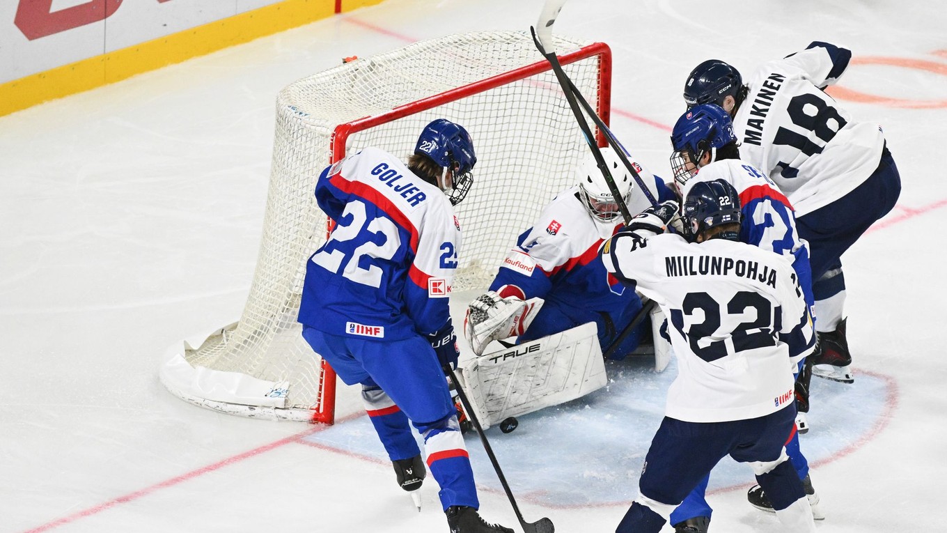 Fotka zo zápasu Slovensko - Fínsko na MS U18 2026.