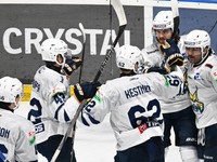 Gólová radosť hráčov Spišskej Novej Vsi počas zápasu 31. kola Tipos extraligy HC Košice - HK Spišská Nová Ves.