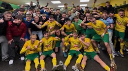 Radosť hráčov Žiliny po postupe cez Crvenu zvezdu Belehrad v mládežníckej Lige majstrov.