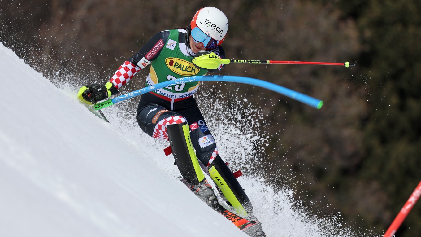 Zrinka Ljutičová počas finále SP v zjazdovom lyžovaní.