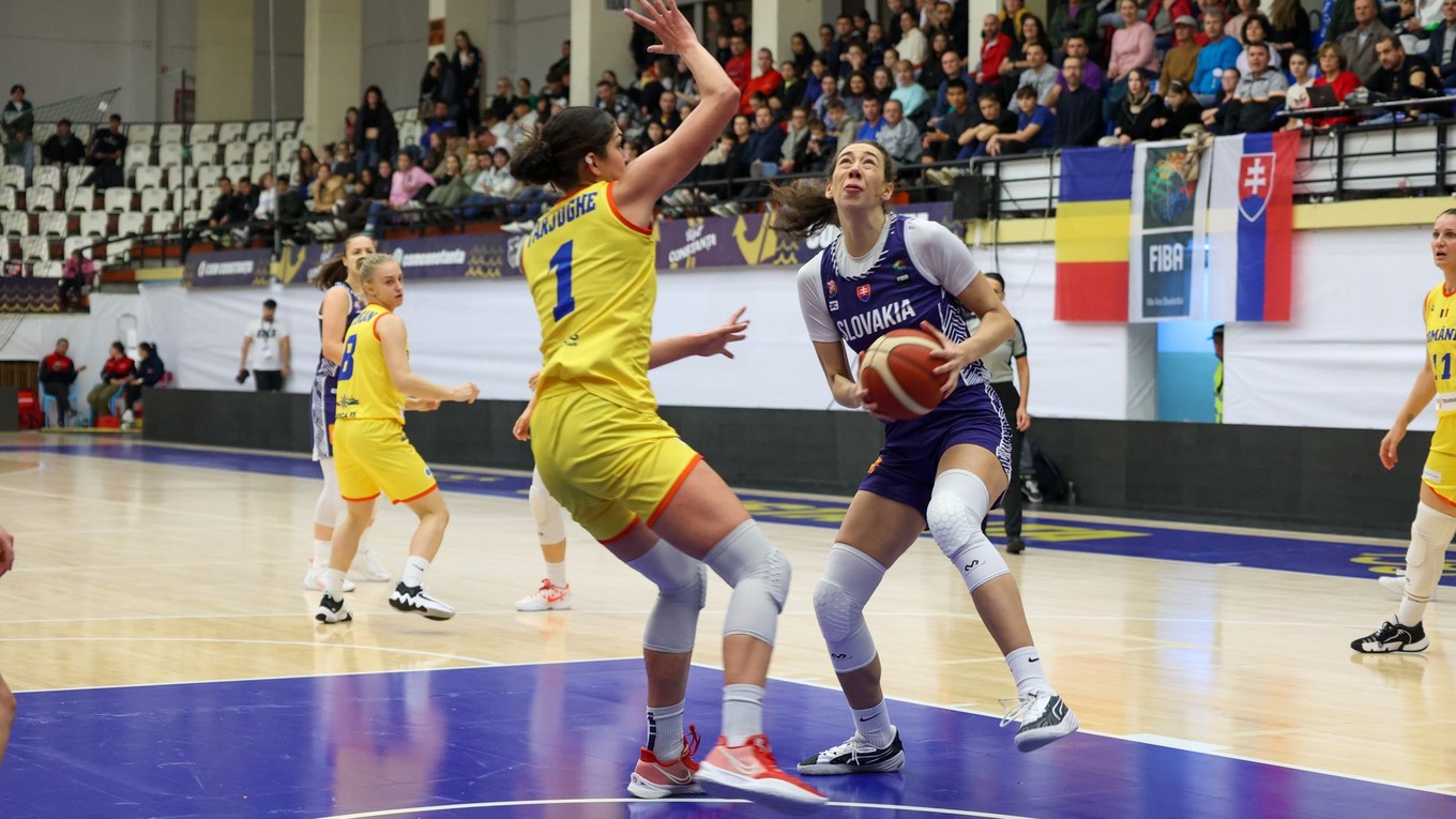 Slovenské basketbalistky v zápase proti Rumunsku.