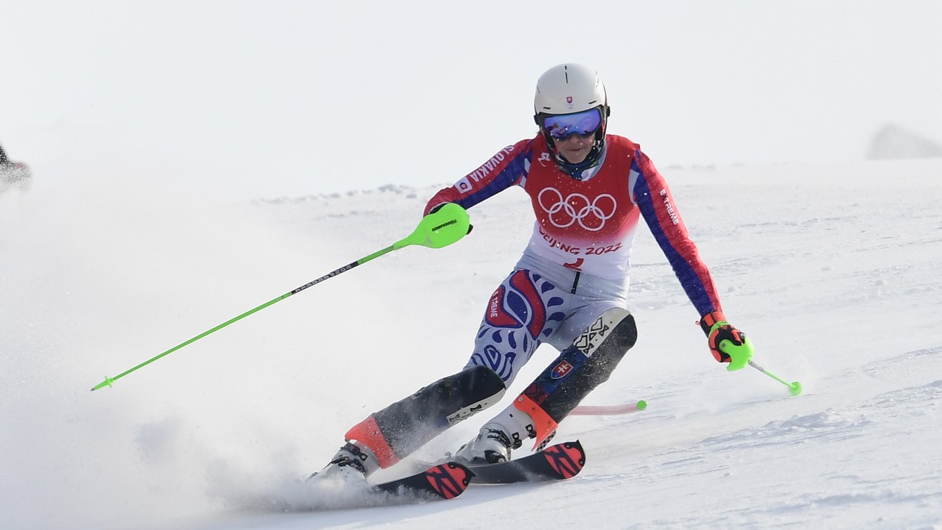 Petra Vlhová počas slalomu na ZOH 2022 v Pekingu.