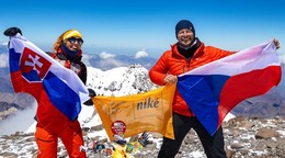 Lenka Poláčková s manželom Janom na vrchole Aconcagua (6962 m).