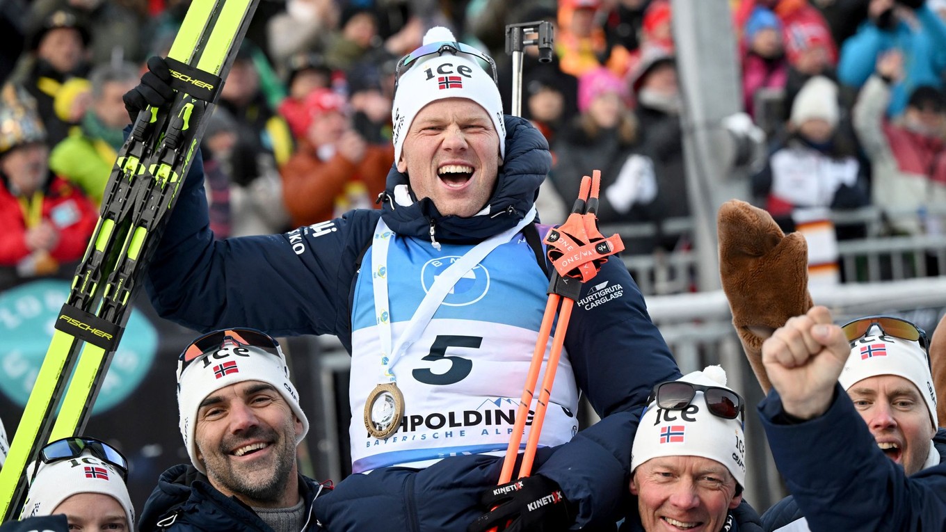 Nórsky biatlonista Johannes Dale-Skjevdal vyhral stíhacie preteky v Ruhpoldingu. 
