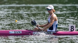 Slovenská reprezentantka v rýchlostnej kanoistike Bianka Sidová v cieli po rozjazde v kategórii K1 na 500 m na majstrovstvách SR.