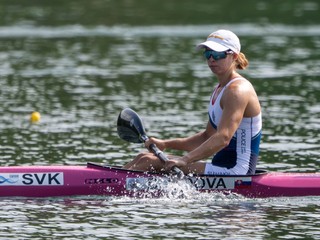 Slovenská reprezentantka v rýchlostnej kanoistike Bianka Sidová v cieli po rozjazde v kategórii K1 na 500 m na majstrovstvách SR.