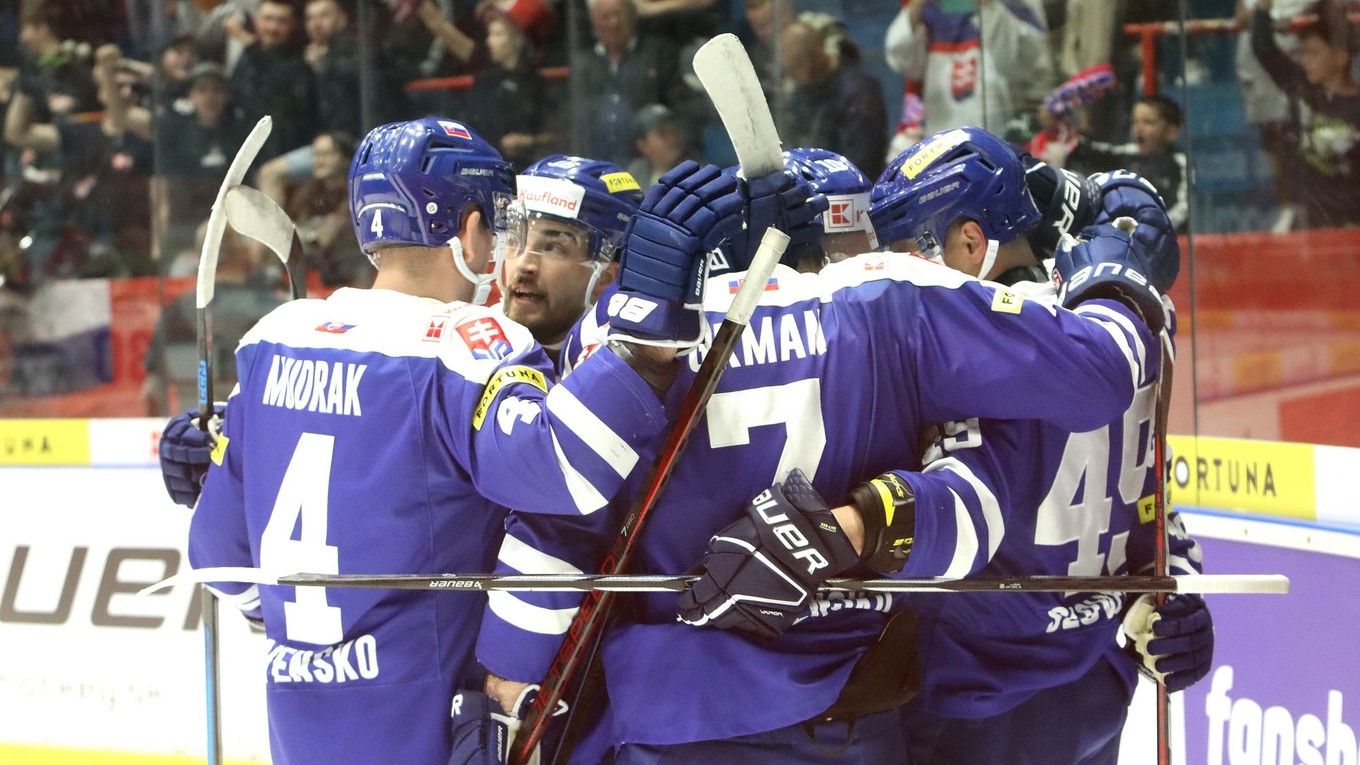 Slovenskí hokejisti v príprave na MS v hokeji 2025.