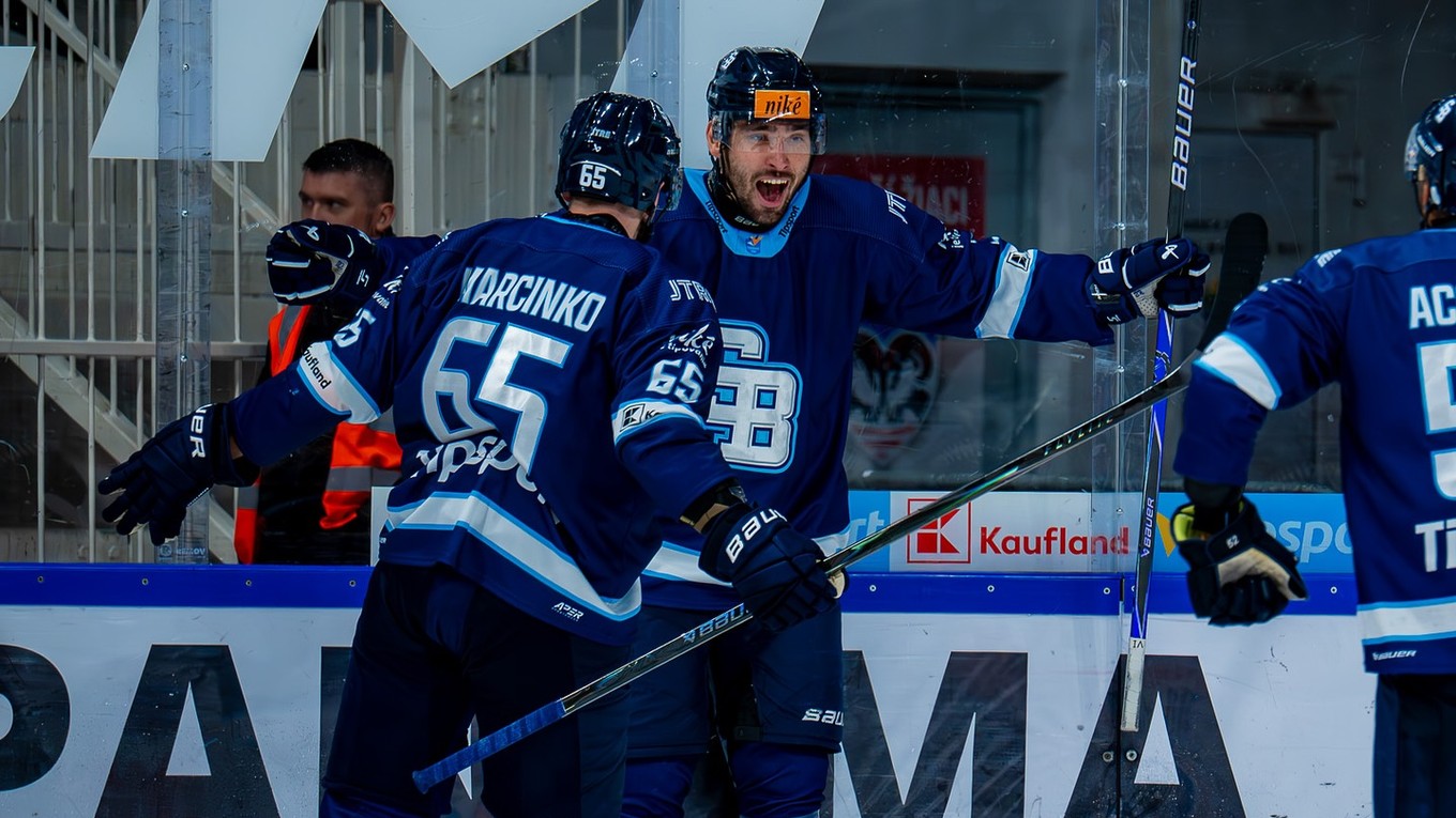 Radosť hokejistov HC SLOVAN Bratislava.