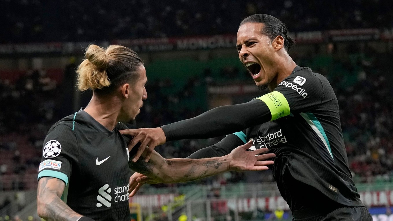 Virgil van Dijk oslavuje gól. 