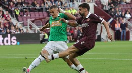 Záber zo zápasu Rapid Viedeň – Heart of Midlothian