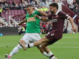 Záber zo zápasu Rapid Viedeň – Heart of Midlothian