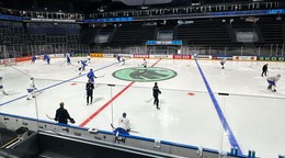 Prvý tréning slovenských hokejistov na MS v hokeji 2026 vo švajčiarskom Fribourgu. 