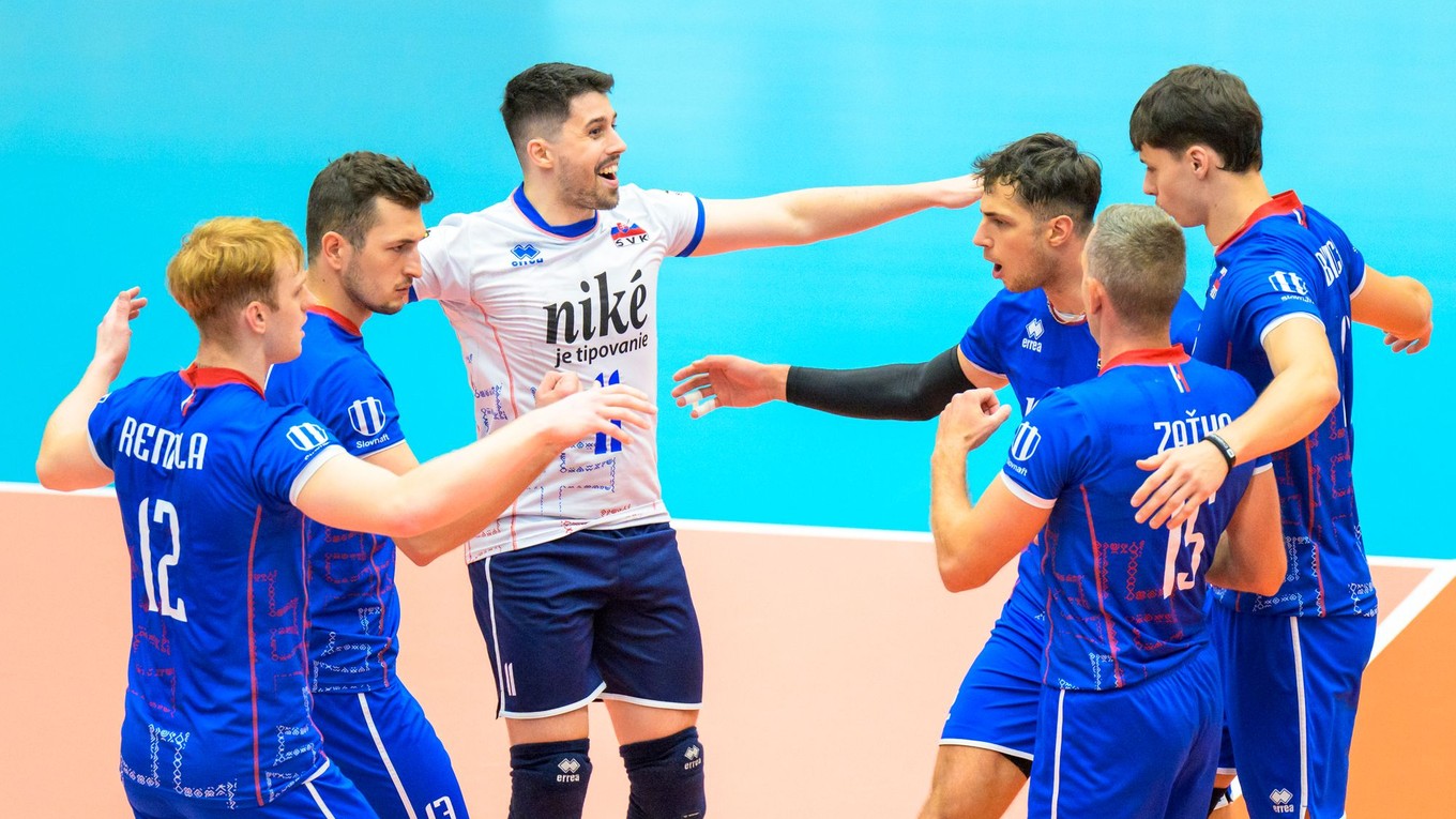 Na snímke sú slovenskí reprezentanti vo volejbale.