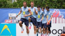 Futbalisti Anglicka počas tréningu