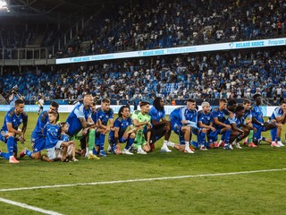 Záber zo zápasu ŠK Slovan Bratislava - AIF Mjällby v odvete 3. predkola Ligy majstrov